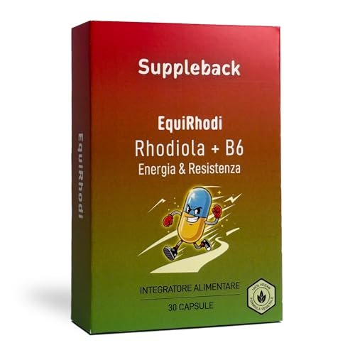 Suppleback Rhodiola Rosea con Vitamina B6 Integratore Alimentare Formula Essenziale Energia e Resistenza 30 Capsule Vegetali Made in Italy