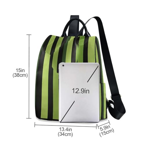 Sac à dos à rayures verticales vertes femme multipoche - 6