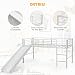 COSTWAY Kids Mid Sleeper Bed, Children Loft Beds with Slide, Stairs and Safety Guardrails, Metal Single Bunk Bed Frame for Boys Girls, 150kg Capacity (White)
