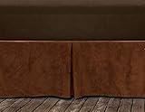 Paseo Road Copper Suede Faux Leather Lodge Western King Full Pleated Bed Skirt 18” Drop Brown Solid Color Bedding, Southwestern Dust Ruffle