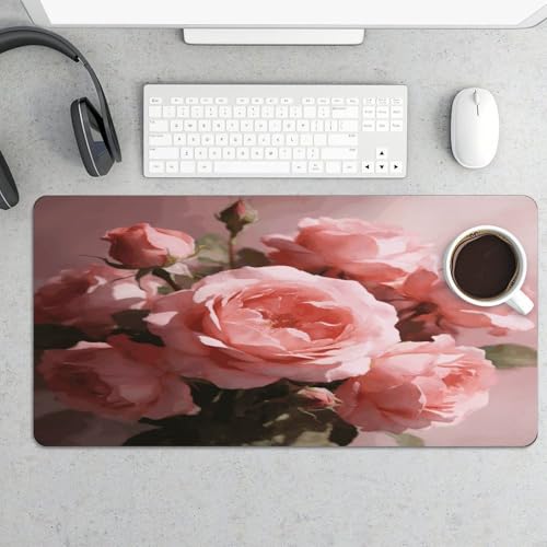 Tapete de escritorio grande color rosa polvo impermeable miniatura 5