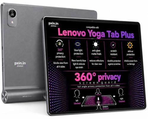 Image of Pxin 360 Pro Privacy Screen guard compatible with Lenovo Yoga Tab Plus | Anti Glare | Anti UV | Anti Blue | Anti Reflection | Privacy Filter | Unbreakable Build