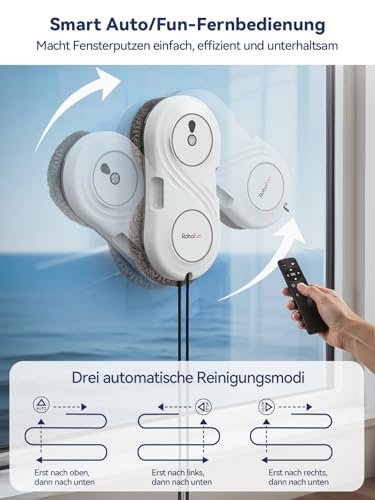 Robofun Mini Fensterputzroboter mit Turbinenmotor, 7000Pa Fensterroboter, Doppelhelix-Reinigung, 63 MM ultradünn, Randerkennung, 3 Reinigungsmodi, Fensterreiniger elektrisch für alle Fenstertypen
