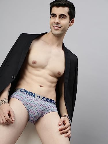Image of ONN Men's Super Combed Cotton Printed Briefs with Ultra Soft Waistband, Moisture-Wicking, Stylish Patterns, Lightweight, Breathable, All-Day Comfort | Prints May Vary | Style OS282 |
