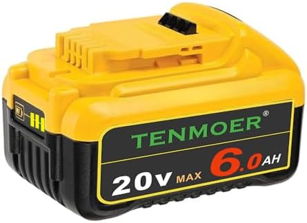 TENMOER 6.0AH Compatible with Dewalt 20V Battery for DCB203 DCB204 DCB206 Apply to Dewalt 20V Max Tools