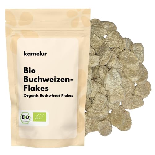 Kamelur Bio Buchweizen Flakes 1kg - Buchweizen aus kontrolliert biologischem Anbau, knusprige Frühstücksflocken, ideal für Müsli, Backen & Toppings