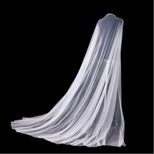 Women's Long Tulle Bridal Cape Wedding Veil Cloak Bridal Wraps Cathedral Length Wedding Capes Shawl Wrap Shrug for Women4