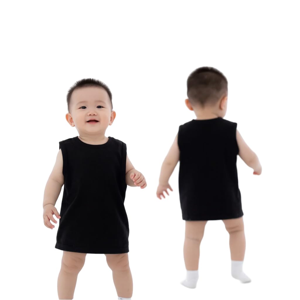 Infant Cotton Sleeveless T-Shirt, White, Pure Cotton, 0-24 Months-image-1