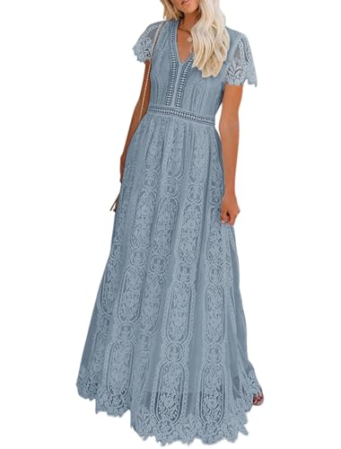 MEROKEETY Women's 2026 V Neck Short Sleeve Floral Lace...