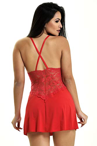 Camisola Sem Bojo Em Renda Camisete Star (G/44, VERMELHO)
