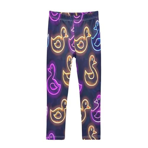 Toddler Girls Leggings Printed Yoga Pants Leggings Neon Ducks for Kids