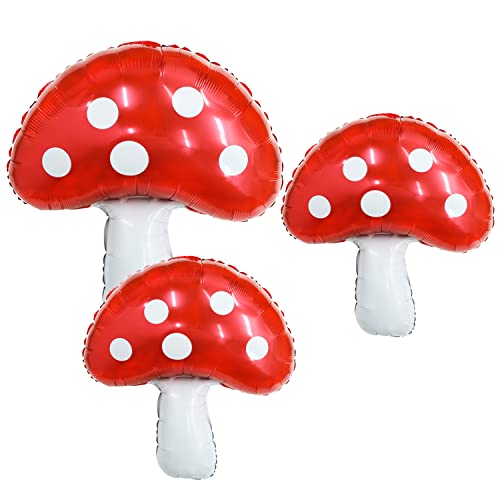 3Pack 31'' Mushroom Foil Balloon,Mushroom Birthday Party Supplier Fairy Princess Birthday Woodland...