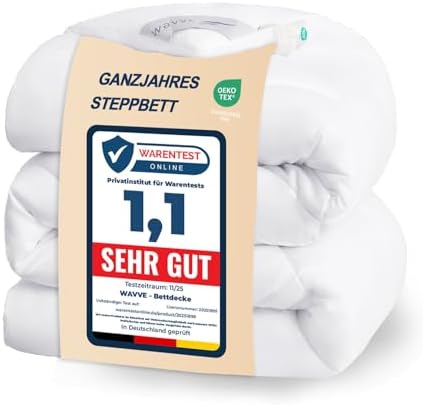 WAVVE 4 Jahreszeiten Bettdecke 155x220 Ohne Bezug Steppdecke 300gsm Mikrofaser 155x220cm, Super Weiche Decke Zudecke Schlafdecke Atmungsaktive 155 x 220 Weiß
