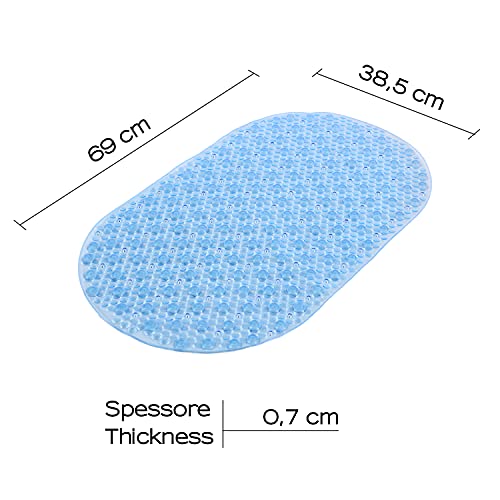Gedy G-Solid Tappeto Antiscivolo Vasca Con Ventose, Misure: 39X69, Tappetino Bagno In Resina, Finitura Azzurra, Design R&S Gedy, 100% Made In Italy, Tappeto Lavabile In Lavatrice, 2 Anni Garanzia - 2