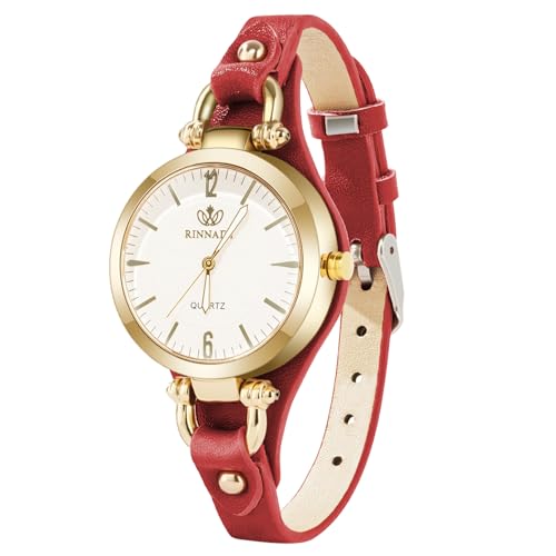 OFFCUP Montres Femme, Montre Bracelet en Cuir Fin Diamant Élégant, Montre à Quartz Analogique Mode Design Cadran avec Grands Chiffres Arabes Cadeaux...