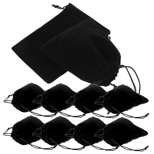 Abaodam 12個 フランネル製巾着袋 ブラック ジュエリー収納用 ラッピングや小物整理に 母の日やクリスマス 対応 ポータブルで開閉簡単