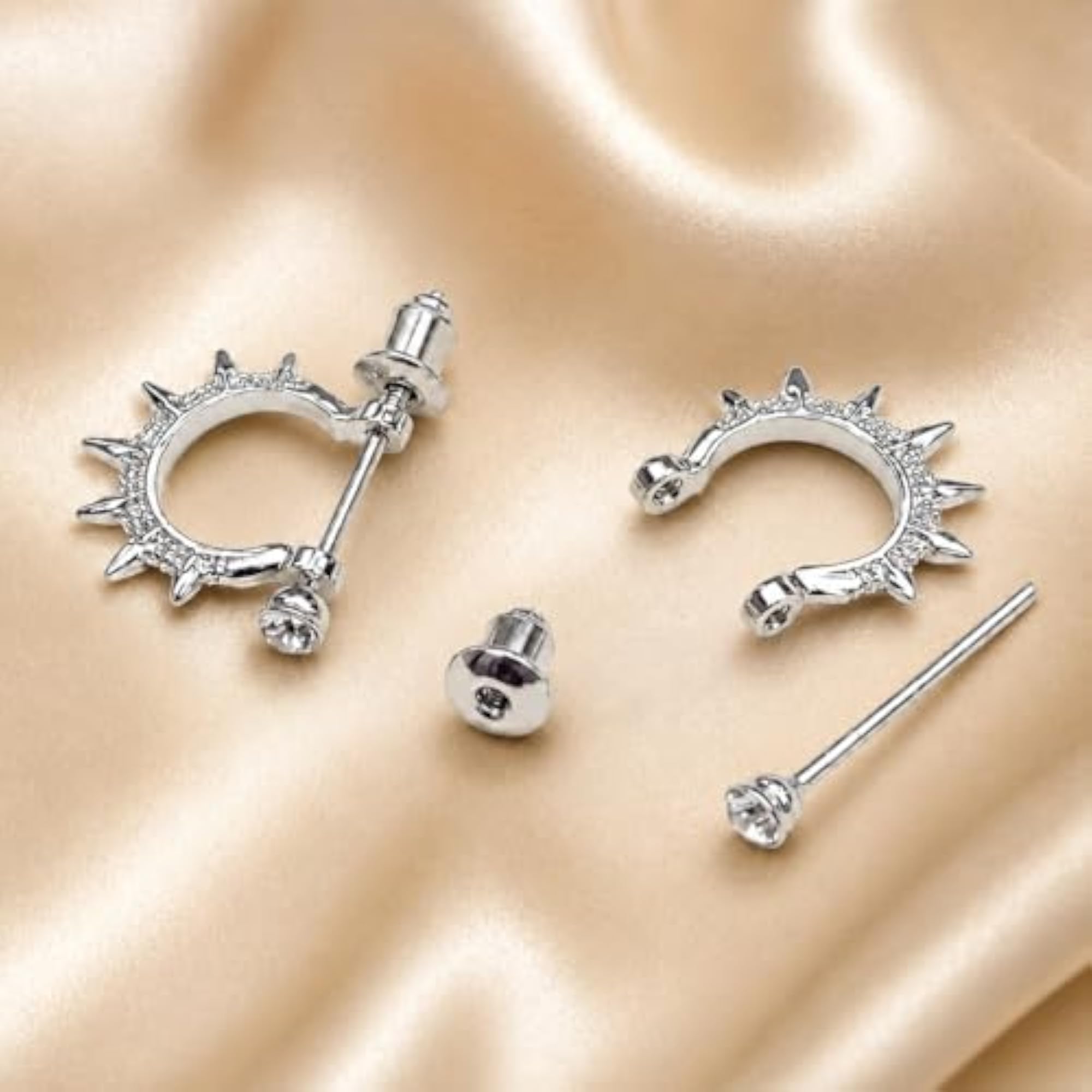 Traditional Silver Karn Kundal Bali Stud Earrings for Boys