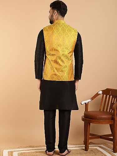 Image of SOJANYA (Since 1958 Men's Silk Blend Kurta Pyjama & Nehru Jacket Combo