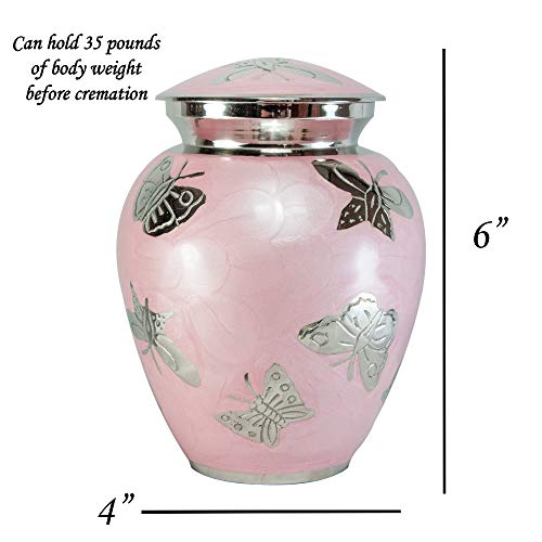 Custom Engraved Pink Butterfly Medium Cremation Urn #TOP3