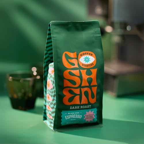 Image of Goshen Coffee Roasters Whole Bean Black Dog Espresso Blend | Dark Roast, Espresso or Brewed | Award-Winning, Natural and Washed | Roasted Nuts, Molasses, Dark Cocoa Flavors | 5 lb Bag