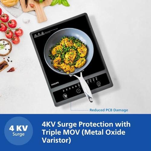 Philips HD4934/00 1300W Induction Cooktop With Triple MOV For 4Kw Surge Protection With Soft Touch Control | 7 Preset Menus | 3 Years Warranty On... - Image 5
