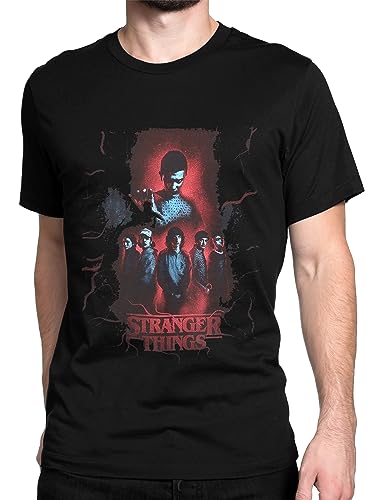 Stranger Things Camiseta Hombre | Ropa para Hombre Netflix | Regalos Cosas Extrañas | Mercancía Oficial de Cosas extrañas Negro XX-Large