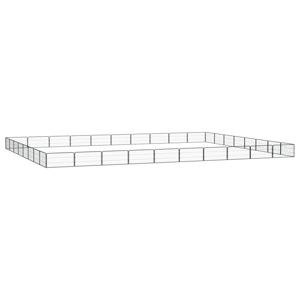 36-TLG. Parque para perros de acero con recubrimiento en polvo, negro, 100 x 50 cm, plegable y ampliable, caño seguro para cachorros y perros, ideal para jardín, interior y exterior