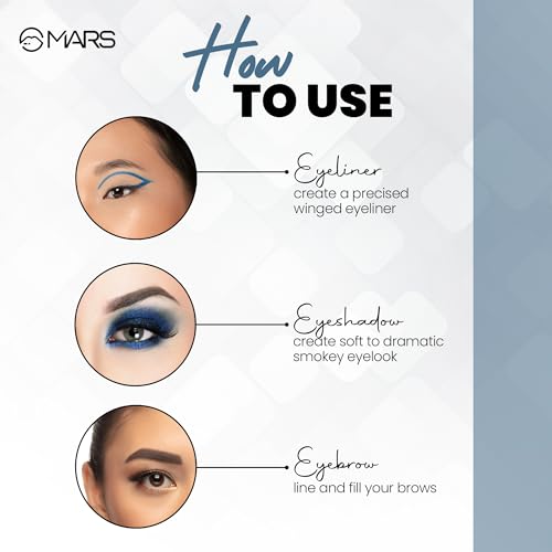 Image of MARS 2-In-1 Hue Gel Eyeliner | Waterproof & Smudgeproof Formula | Stay Upto 24 Hours | Comes With 2 Brush Set (6.0 Gm) (Black & Blue)