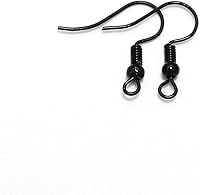 Ohrringhaken, hypoallergen, Fischhaken mit Kugel- und Spulen-Ohrringdrähten, Schmuckzubehör für DIY-Schmuckherstellung, 100 Stück, Schwarz, 20 x 17 mm