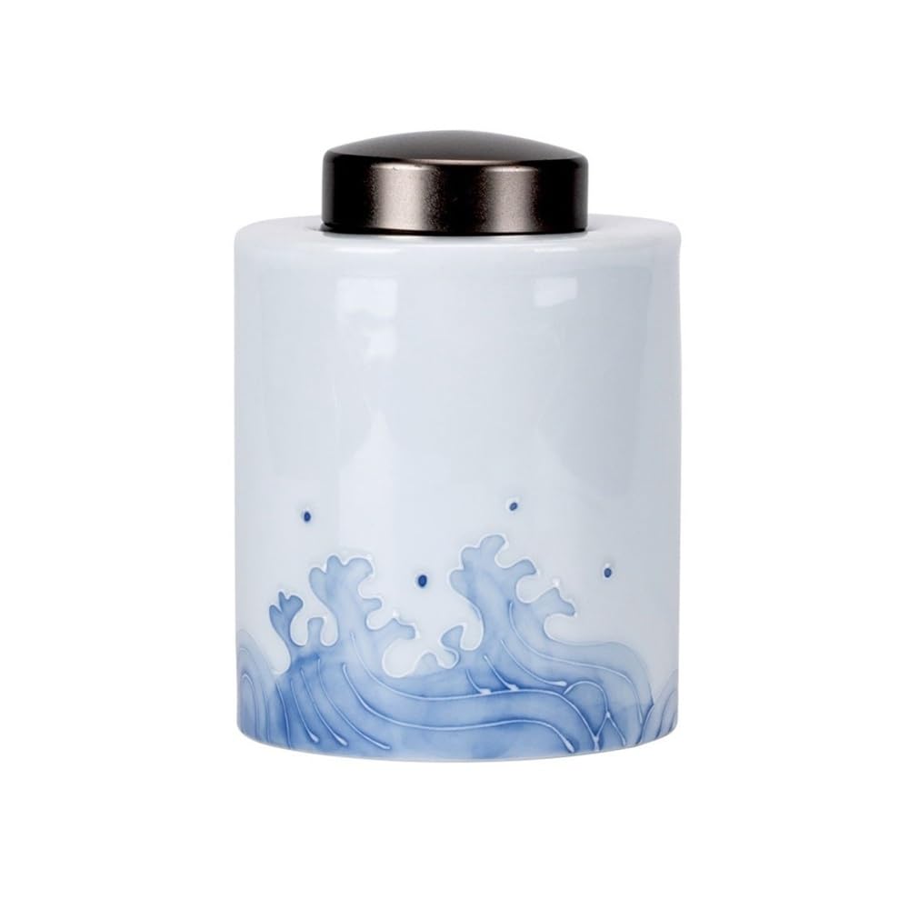 CHENGAIJIAN Tea Canister Personalized Wave Pattern Tea Canister Home Storage Empty Canisters Warehouse Ceramic Sealing Jar