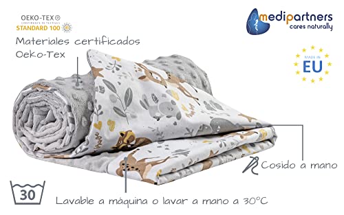 Miniatura 2 de Medi Partners Manta Para Bebe 75x100cm Mantas Recien Nacido Mantita Bebes 100 Algodon Verano Bebés Minky Universal Confortable Ciervo Con Minky Gris