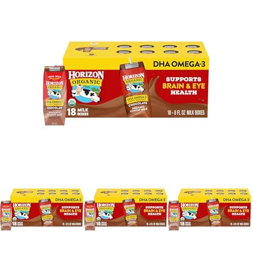 Horizon Organic Shelf-Stable 1% Low Fat Milk Boxes with DHA Omega-3, Chocolate, 8 fl oz, 72 Pack