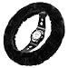 ANDALUS Car Steering Wheel Cover, Fluffy Pure Australia Sheepskin Wool, Universal 15 inch (Black)