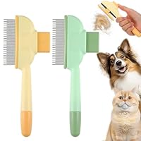 Hpmjz 2 Stück Selbstreinigende Haustierbürste Fellbürste Katze Selbstreinigender Flohkamm Katzenbürste mit Auslöseknopf Edelstahl-Metallzahnkamm für Hunde Reinigung Von Losem Verknotetem Fell