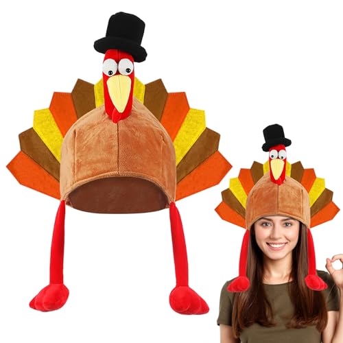 QLINLEAF Thanksgiving Day Turkey Hat Plush Party Hat Adult Turkey Cap Cosplay Dress Up Party Decorations Supplies?red?