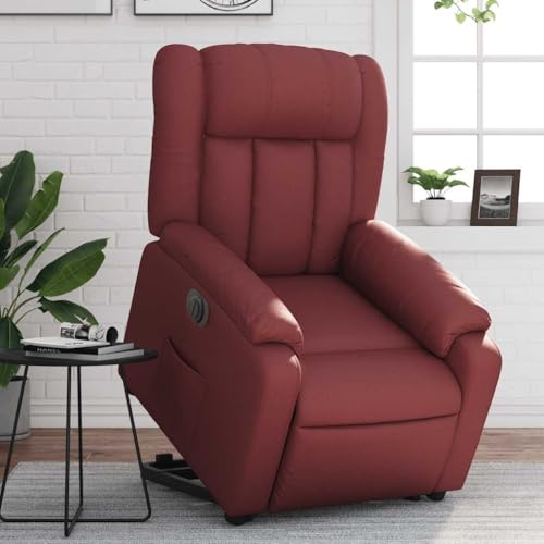 Molumvel - Silla de relajación eléctrica con ayuda para levantarse de piel sintética, función alargada, ajustable a 135 °, color burdeos