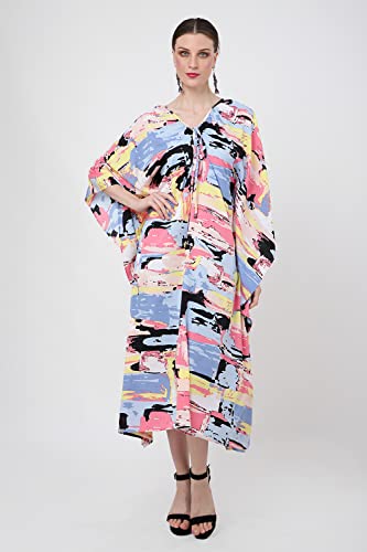 Robe kaftan imprimé géométrique abstrait haut de gamme au tombé impeccable - 5
