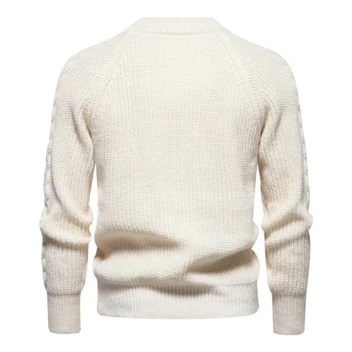Men's Half High Neck Sweater Men's Knitted Sweater Warm Fit Pullover Sweater Men M55-White 3XL2