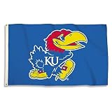 BSI PRODUCTS, INC. - Kansas Jayhawks 3’x5’ Flag with Heavy-Duty Brass Grommets - KU Football, Basket