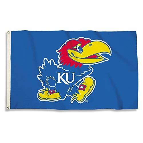 Bsi Products, Inc. - Kansas Jayhawks 3’X5’ Flag With Heavy-Duty Brass Grommets - Ku Football, Basketball, And Baseball Pride - High Durability For Indoor And Outdoor Use - Great Gift Idea #TOP7