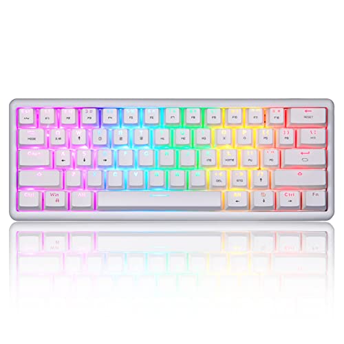 MOTOSPEED RGB 60% Triple Mode BT5.0/2.4G/Type-C, 61-Key hot-swappable Mechanical Keyboard, Compact Bluetooth Game Keyboard with Software Gateron red Switch, White