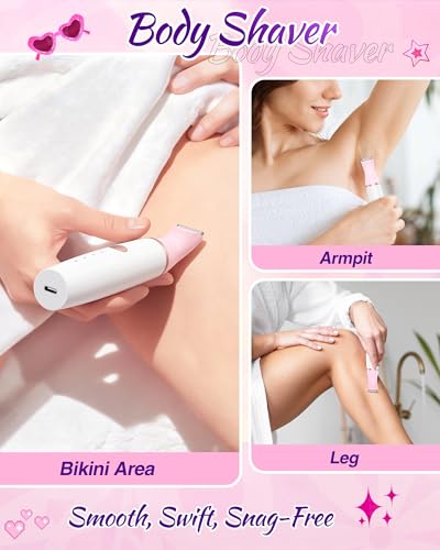 Rasuradora Mujer Zona Intima Rasuradora Facial Mujer: Todo en Uno Afeitadora Mujer para Zona Intima, Facial, Cejas, Resistente Agua, 4 Cabezales y 2 Peines Precisión, Recargable USB-C con Bolsa - imagen 3