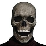 ☻Diseño de mentón desmontable realista: diseño realista y aterrador, la mandíbula del cráneo es móvil. Después de usarlo, puede imitar el discurso del esqueleto. Conviértete en el esqueleto más realista de la fiesta de disfraces. Puedes ponerlo en Halloween o en una sesión de fotos temática. Apto para toda la ropa. Material elástico suave.