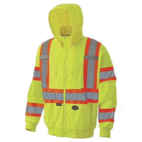 Pioneer High Visibility, Ultra Reflective, Zip-Style Micro Fleece Hoodie With 2 Front Slash Pockets And Detachable Drawstring Hood, Reflective Tape, Yellow/Green, 2Xl, V1060560U-2Xl #TOP11