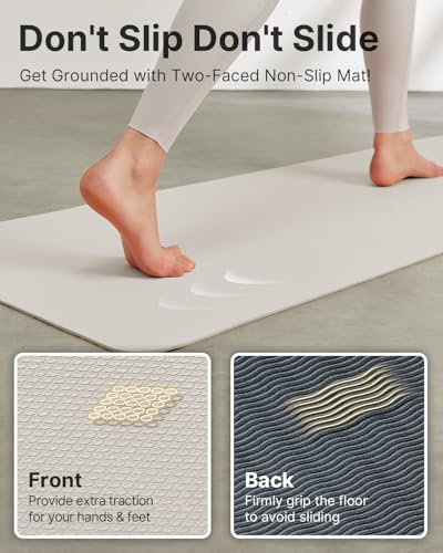 Image of Yoga Mat,Non-Slip TPE Exercise Mat(1 /4 Inch) for Pilates, Fitness & Barefoot Workouts, Home Gym Studio with Strap & Bag