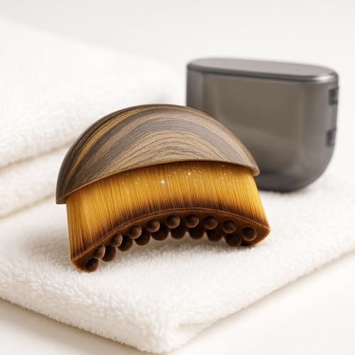 Lymphatic Drainage Massage Brush for Face and Neck – Manual Facial Tool with Soft Bristles for Puffiness, Jawline Sculpting, Tension Relief – Includes Travel Case – 12.5cm Non-Electric Gua Sha Style