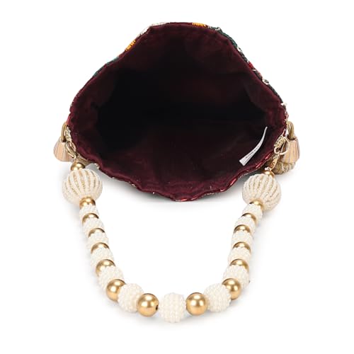 Image of LONGING TO BUY Indian Ethnic Pearls & Sequence Potli Bag for Women, Wedding Potli Bag and For Ethnic Wear
