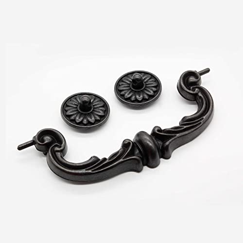 Biaungdo 4 Pcs 151mm/6 Inch Hole Center Pull Handles, Zinc Alloy Rustic Vintage Style Drop-Down Bail Swing Dresser Pull Handle Antique Drawer Handles for Kitchen, Cabinet (185mm/7.3" Total Length) - Image 5