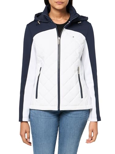 Tommy Hilfiger Women’s Bright White Multi Quilted Scuba Jacket - X-Large, Cozy and Stylish Outer Layer