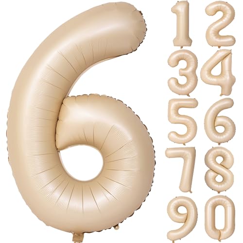 Image of 40 In Caramel Number Balloons 6 Helium Foil Mylar Balloon